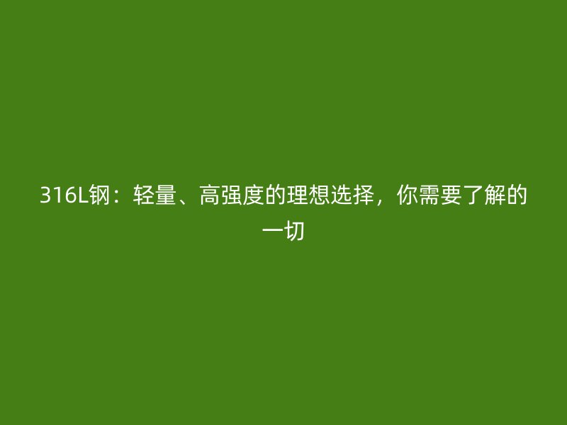 316L鋼：輕量、高強度的理想選擇，你需要了解的一切